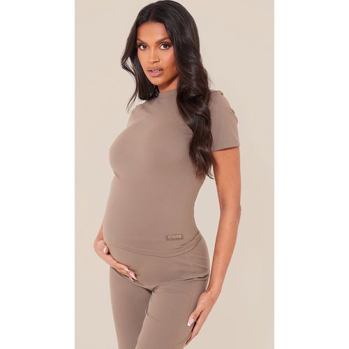 Maternité Top de grossesse sculpt chocolat à manches courtes et contours à étiquette Core Collection - PrettyLittleThing - Modalova