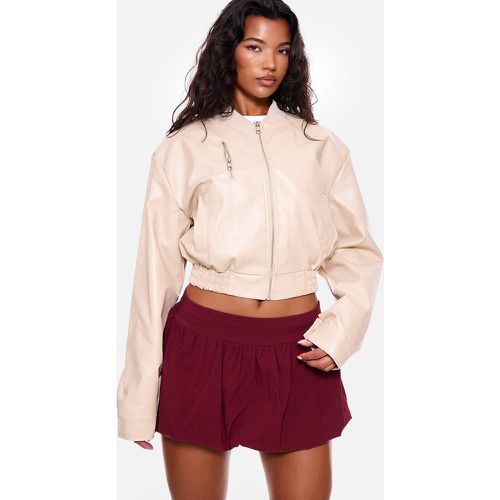 Bomber en PU taupe, Crème - PrettyLittleThing - Modalova