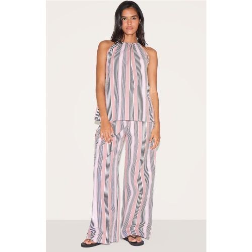 Pantalon ample en effet lin à rayures | Taille 34 - PrettyLittleThing - Modalova
