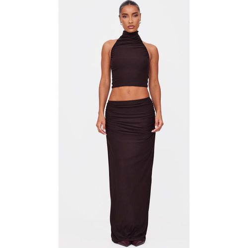 Jupe longue douce chocolat froncée - PrettyLittleThing - Modalova