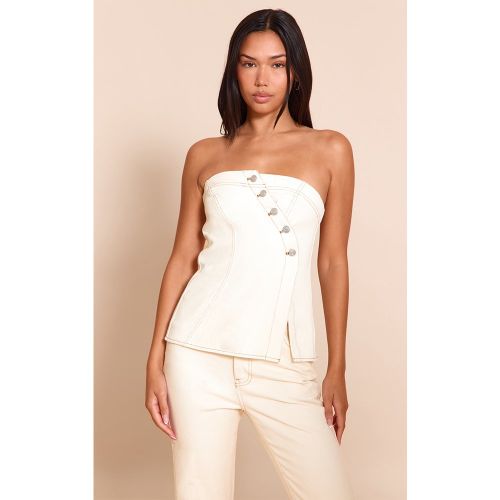 Top bustier en jean écru à boutons asymétriques | Taille 38 - PrettyLittleThing - Modalova