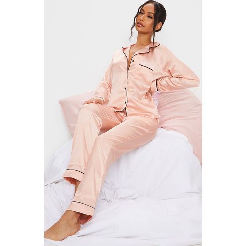 Ensemble de pyjama long satiné rose gold clair à poches - PrettyLittleThing - Modalova