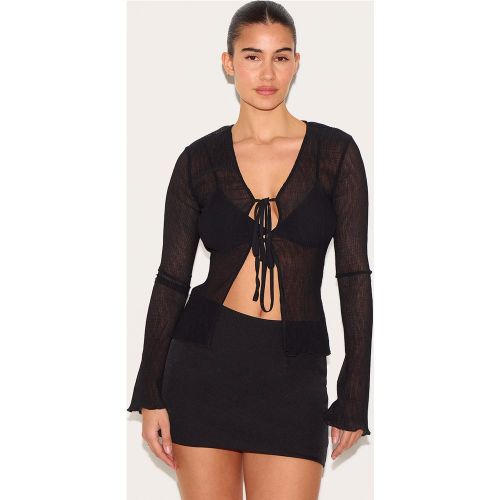 Blouse noire plissée, Noir - PrettyLittleThing - Modalova
