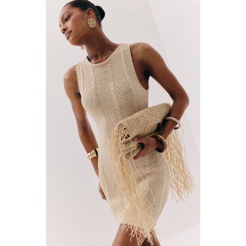 Sac à main de plage en raphia à anse en bois et franges - PrettyLittleThing - Modalova
