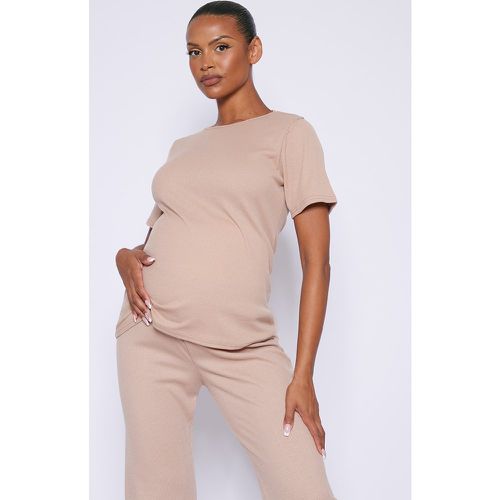 Maternité T-shirt de grossesse oversize côtelé gaufré à manches courtes - PrettyLittleThing - Modalova