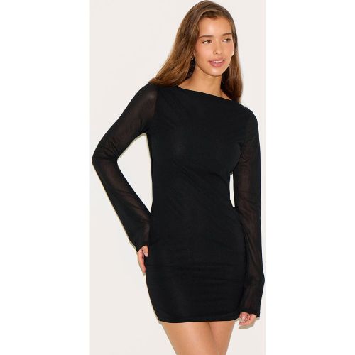 Robe droite en mousseline de soie à col bateau et manches longues - PrettyLittleThing - Modalova