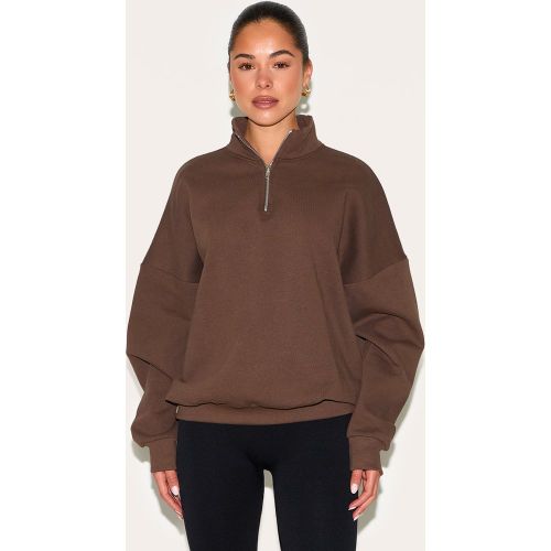Sweat oversize deluxe à col montant et zip - PrettyLittleThing - Modalova