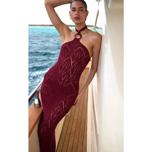 Robe de plage longue en maille style crochet à dos nu - PrettyLittleThing - Modalova