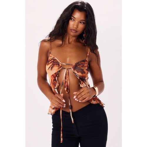 Crop top imprimé froncé devant à fente devant - PrettyLittleThing - Modalova