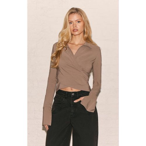 Chemise ajustée cache-coeur en bengaline - PrettyLittleThing - Modalova