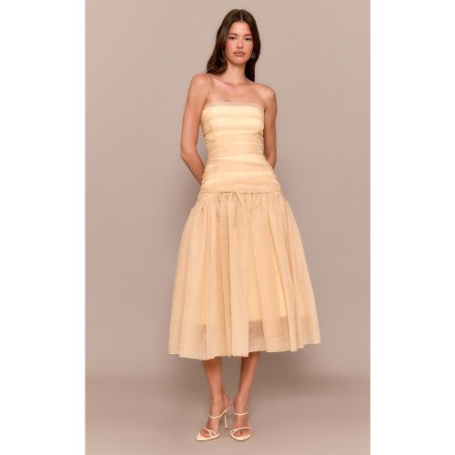 Robe mi-longue en organza froncée à détail corset - PrettyLittleThing - Modalova