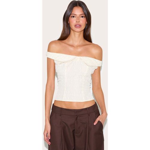 Top long en peau de pêche à col bardot - PrettyLittleThing - Modalova