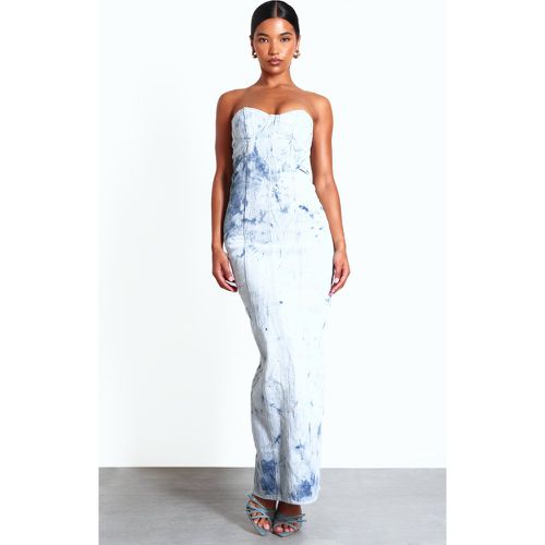 Robe longue en jean tie & dye à bustier - PrettyLittleThing - Modalova