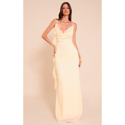 Robe Mi-Longue Citron, à Bretelles et Volants en Mousseline de Soie - PrettyLittleThing - Modalova