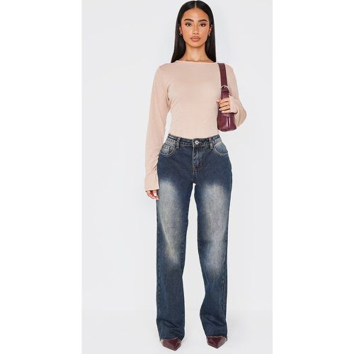 Petite Jean droit javelisé effet usé à taille basse - PrettyLittleThing - Modalova