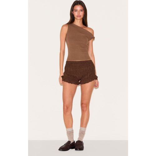 Short culotte bouffant en lin mélangé froncé - PrettyLittleThing - Modalova