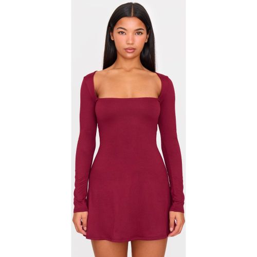 Robe moulante manches longues doublée à contours et col carré | Taille 38 - PrettyLittleThing - Modalova