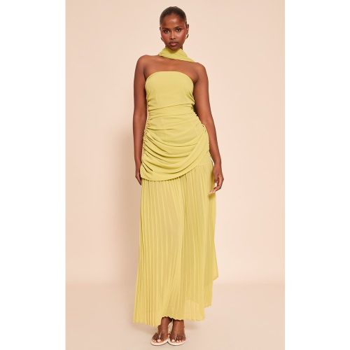 Robe bustier longue en mousseline de soie froncée à détail foulard - PrettyLittleThing - Modalova