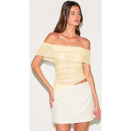 Top bustier en mesh froncé à détail replié - PrettyLittleThing - Modalova