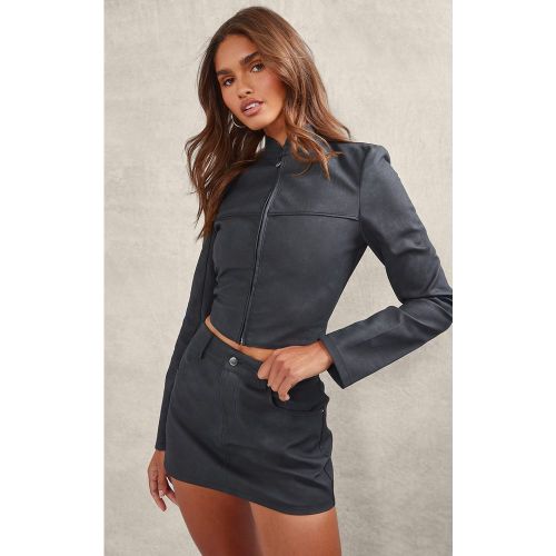 Veste en PU texturé à col cheminée - PrettyLittleThing - Modalova