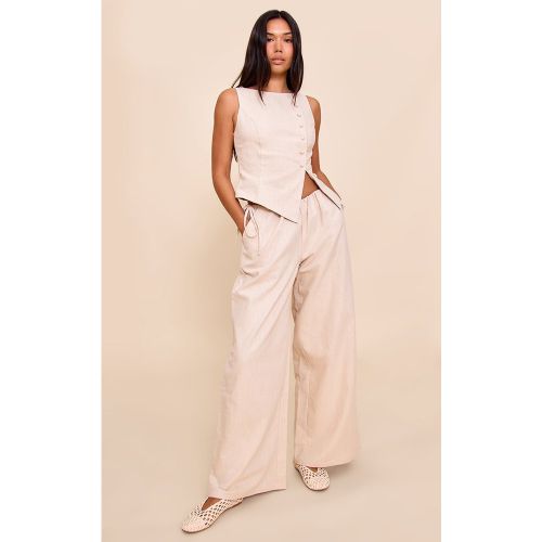 Pantalon large en effet lin deluxe noué sur les côtés - PrettyLittleThing - Modalova