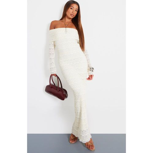 Robe longue texturée blanche à col bardot - PrettyLittleThing - Modalova