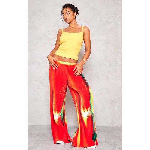Pantalon large plissé taille haute imprimé coucher de soleil - PrettyLittleThing - Modalova