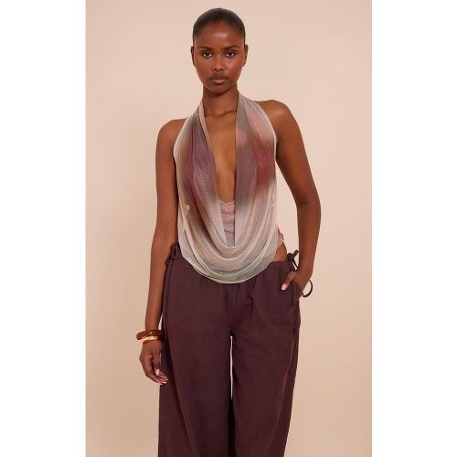 Top en mesh imprimé à dos nu - PrettyLittleThing - Modalova