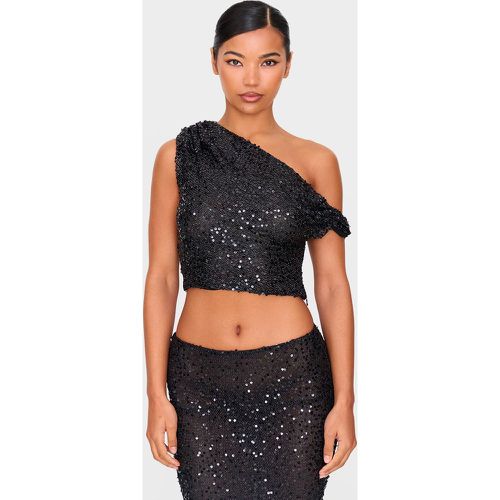 Top asymétrique texturé à sequins - PrettyLittleThing - Modalova