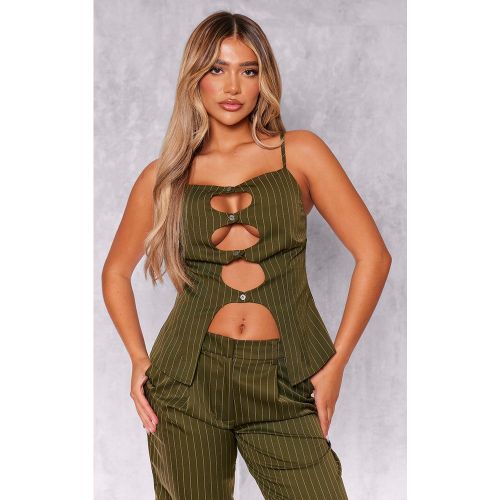 Débardeur style tailleur à découpes fines rayures et boutons - PrettyLittleThing - Modalova