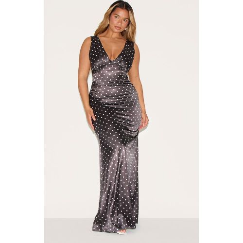 Shape Robe longue satinée à pois et décolleté devant - PrettyLittleThing - Modalova