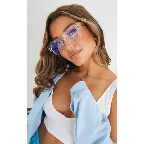 Lunettes de repos anti lumière bleue à monture chunky carrée - PrettyLittleThing - Modalova