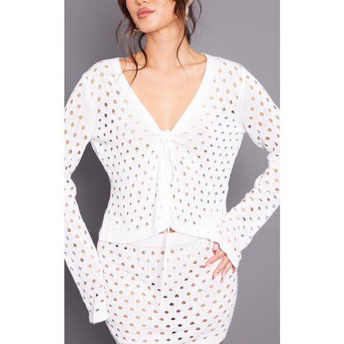 Top en maille tricot ajourée noué devant - PrettyLittleThing - Modalova