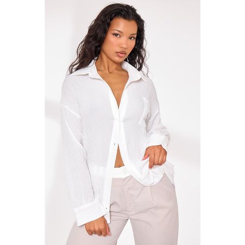 Chemise blanche oversize texturée à poche frontale - PrettyLittleThing - Modalova