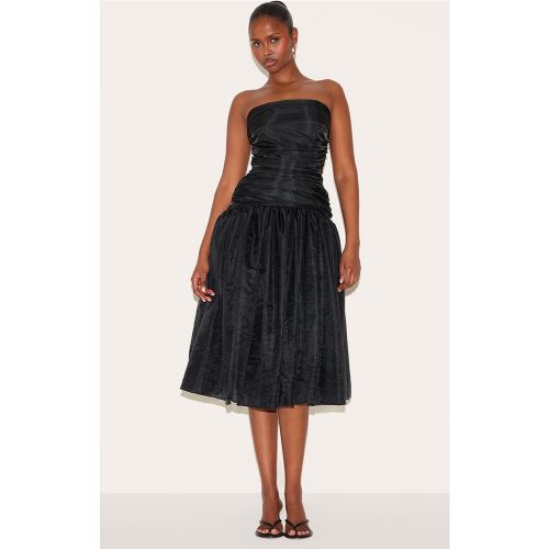 Robe mi-longue en organza froncée à détail corset | Taille 38 - PrettyLittleThing - Modalova