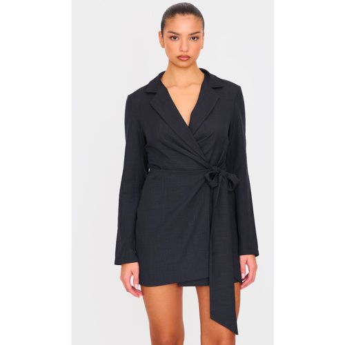 Robe blazer cache-coeur tissée à détail noué - PrettyLittleThing - Modalova