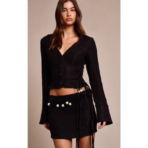 Mini-jupe texturée crêpée à perles | Taille 38 - PrettyLittleThing - Modalova