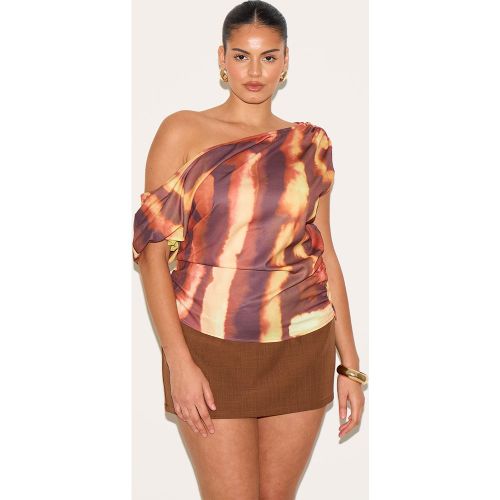Plus Top fluide tissé froncé à épaule unique - PrettyLittleThing - Modalova