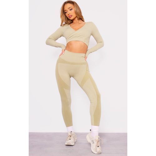 PLT Sport Legging sans coutures à derrière froncé et parties contrastantes - PrettyLittleThing - Modalova