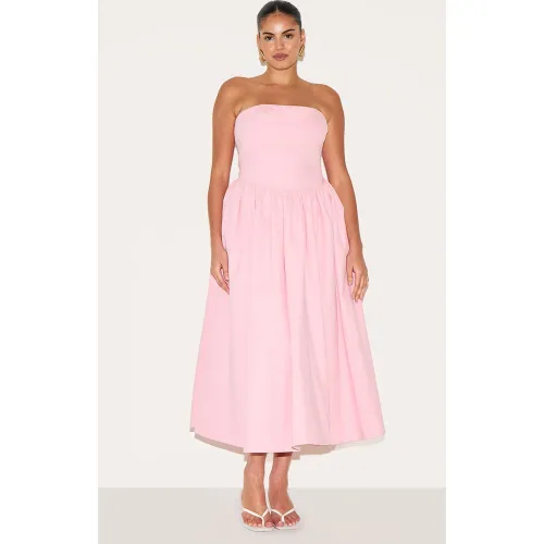 Plus Robe bustier mi-longue patineuse tissée froncée - PrettyLittleThing - Modalova
