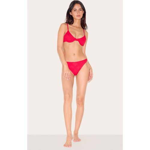 Bas de maillot de bain échancré texturé fleuri - PrettyLittleThing - Modalova