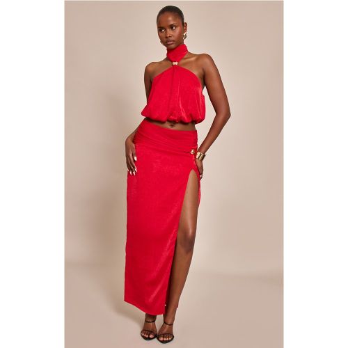 Jupe longue fendue à empiècement en métal | Taille 38 - PrettyLittleThing - Modalova