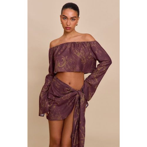 Mini-jupe tissée imprimé cachemire nouée sur le côté | Taille 34 - PrettyLittleThing - Modalova