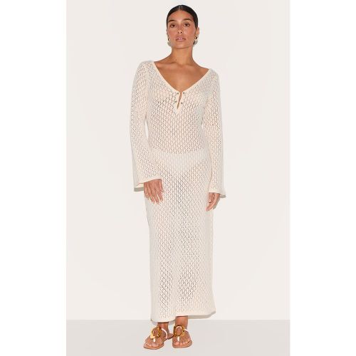 Petite Robe longue en maille tricot à col en V - PrettyLittleThing - Modalova