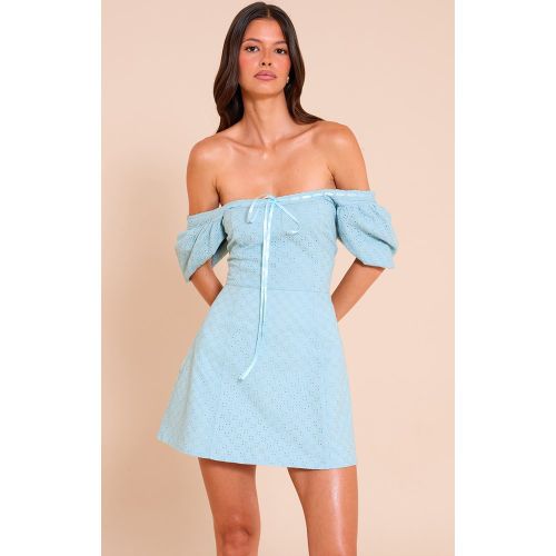 Mini robe trapèze en broderie à manches bouffantes - PrettyLittleThing - Modalova