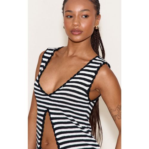 Petite Top en maille tricot et blanche fendu devant / | Taille Large - PrettyLittleThing - Modalova