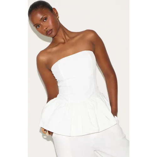Top bustier bouffant blanc, Blanc - PrettyLittleThing - Modalova