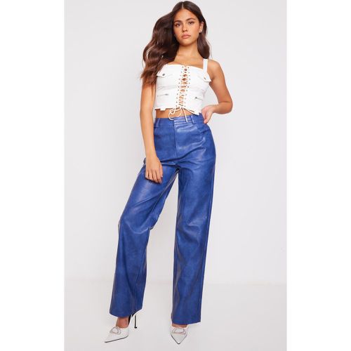 Pantalon droit bleu délavé, Bleu - PrettyLittleThing - Modalova