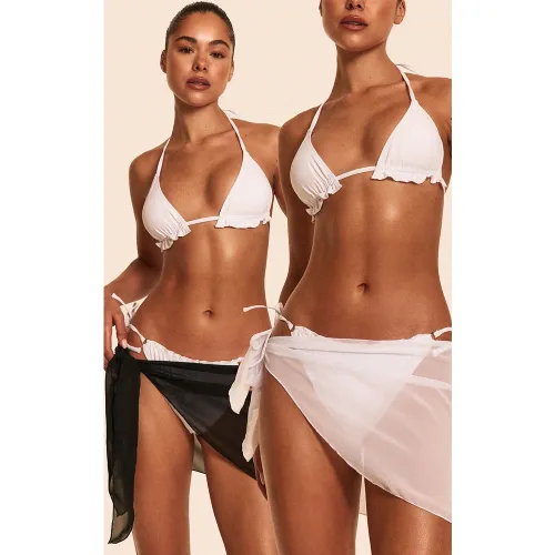 Lot de 2 paréos de plage en mousseline de soie noire et blanche - PrettyLittleThing - Modalova