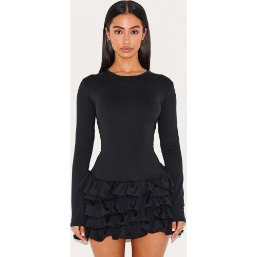 Petite Mini robe droite à manches longues et volants - PrettyLittleThing - Modalova